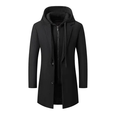Men'S Fashion Casual Business Autumn And Winter Thickened Woolen Hoodies Coat