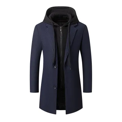 Men'S Fashion Casual Business Autumn And Winter Thickened Woolen Hoodies Coat