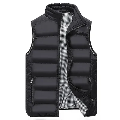 Men'S Fashion Casual Autumn And Winter Solid Color Warm Cotton Vest