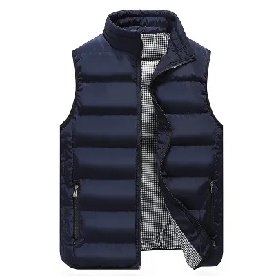 Men'S Fashion Casual Autumn And Winter Solid Color Warm Cotton Vest