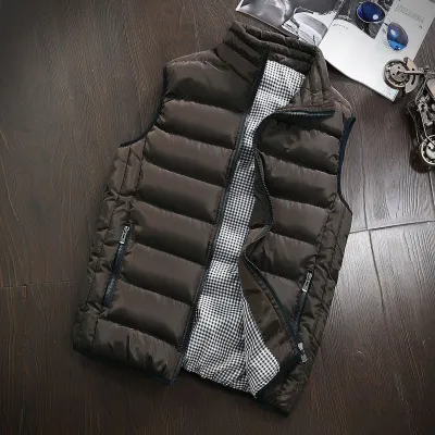 Men'S Fashion Casual Autumn And Winter Solid Color Warm Cotton Vest