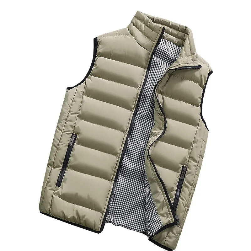 Men'S Fashion Casual Autumn And Winter Solid Color Warm Cotton Vest