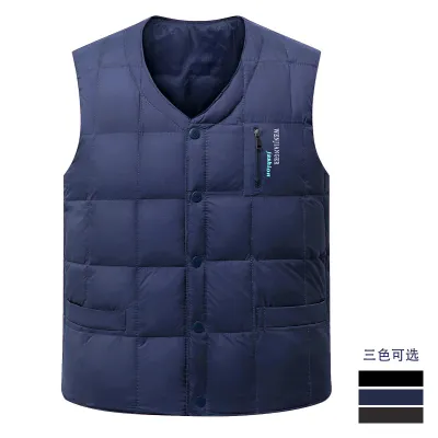 Men Fashion Casual Winter Solid Color Warm Vest