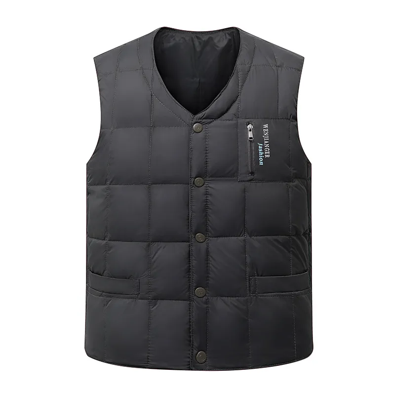 Men Fashion Casual Winter Solid Color Warm Vest