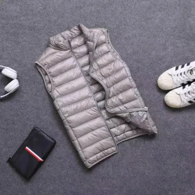 Men'S Fashion Casual Autumn Winter Solid Color Thin Cotton-Padded Vest