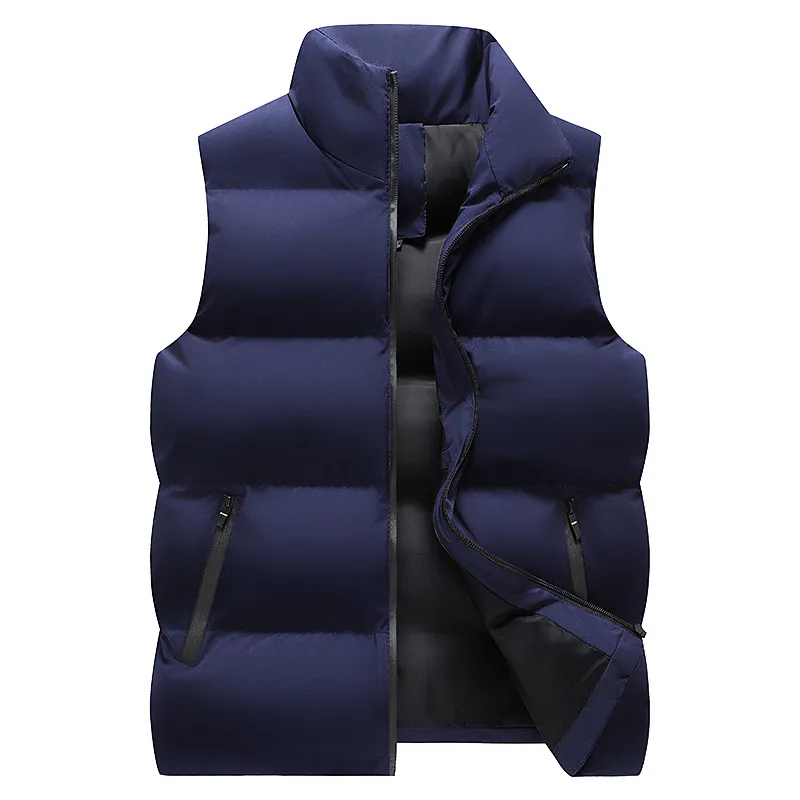 Men'S Fashion Casual Autumn And Winter Solid Color Cotton Vest Jacket