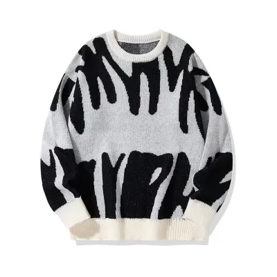 Men'S Fashion Casual Autumn And Winter Jacquard Long-Sleeve Loose Knitted Sweater