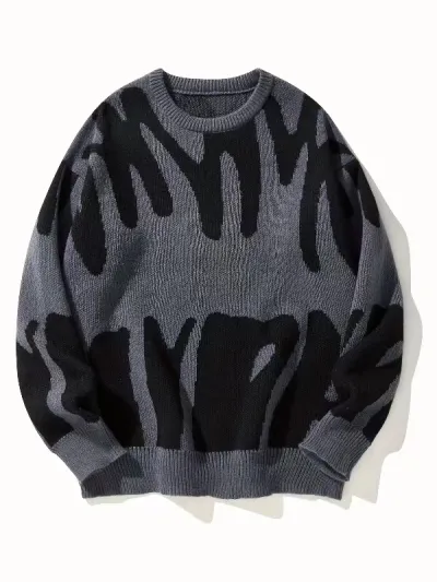 Men'S Fashion Casual Autumn And Winter Jacquard Long-Sleeve Loose Knitted Sweater