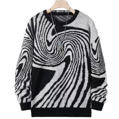 Men'S Fashion Casual Autumn And Winter Jacquard Long-Sleeve Loose Sweater
