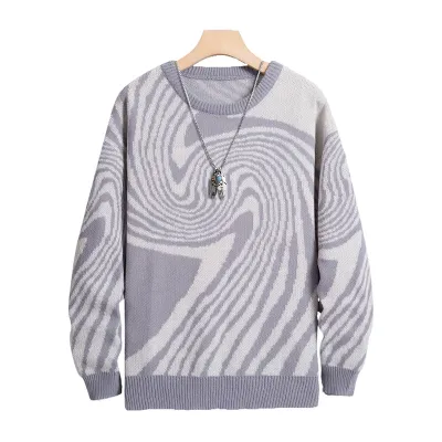 Men'S Fashion Casual Autumn And Winter Jacquard Long-Sleeve Loose Sweater