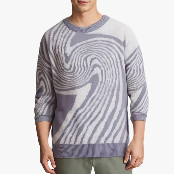 Men'S Fashion Casual Autumn And Winter Jacquard Long-Sleeve Loose Sweater