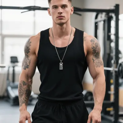 Men'S Fashion Casual Summer Solid Color Threaded Sleeveless tank top