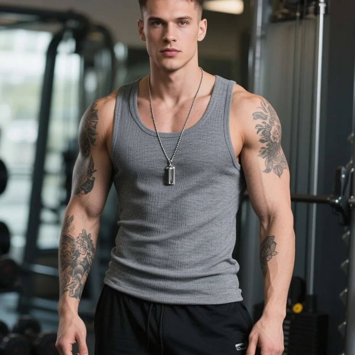 Men'S Fashion Casual Summer Solid Color Threaded Sleeveless tank top
