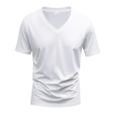 Men'S Fashion Casual Simple Summer Solid Color V-Neck Short-Sleeve Quick-Drying T-Shirt