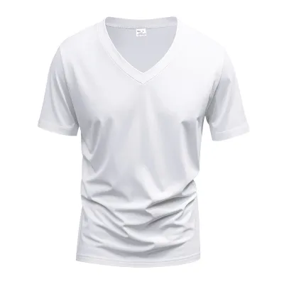 Men'S Fashion Casual Summer Solid Color Quick-Drying Breathable Loose Short Sleeve T-Shirt