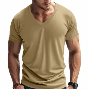 Men'S Fashion Casual Summer Solid Color Quick-Drying Breathable Loose Short Sleeve T-Shirt