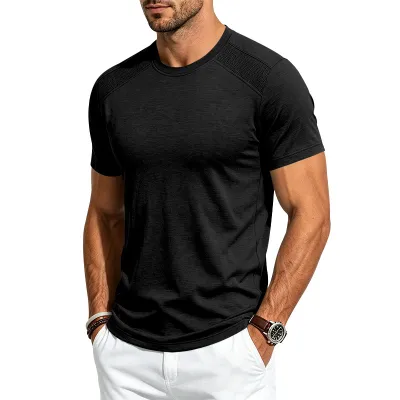 Men'S Fashion Casual Summer Solid Color Quick-Drying Short-Sleeve T-Shirt