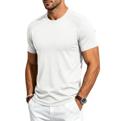 Men'S Fashion Casual Summer Solid Color Quick-Drying Short-Sleeve T-Shirt