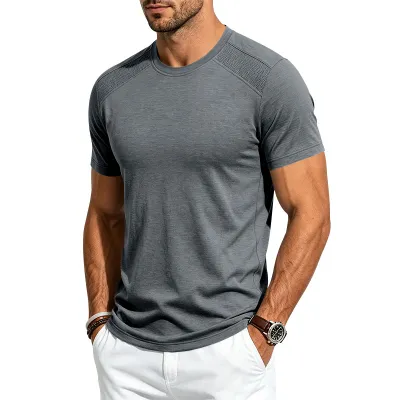 Men'S Fashion Casual Summer Solid Color Quick-Drying Short-Sleeve T-Shirt