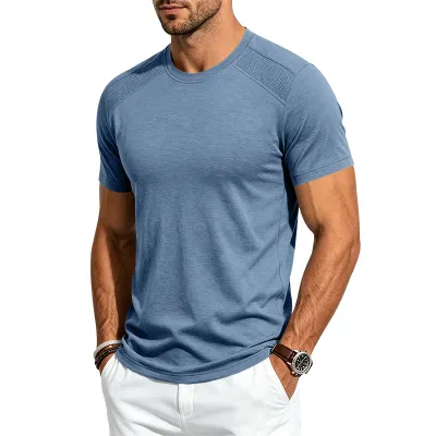 Men'S Fashion Casual Summer Solid Color Quick-Drying Short-Sleeve T-Shirt