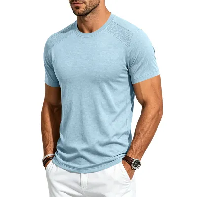 Men'S Fashion Casual Summer Solid Color Quick-Drying Short-Sleeve T-Shirt