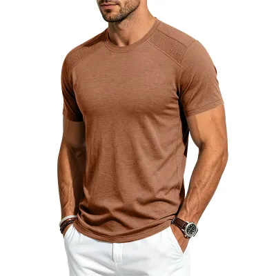 Men'S Fashion Casual Summer Solid Color Quick-Drying Short-Sleeve T-Shirt