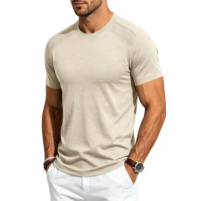 Men'S Fashion Casual Summer Solid Color Quick-Drying Short-Sleeve T-Shirt