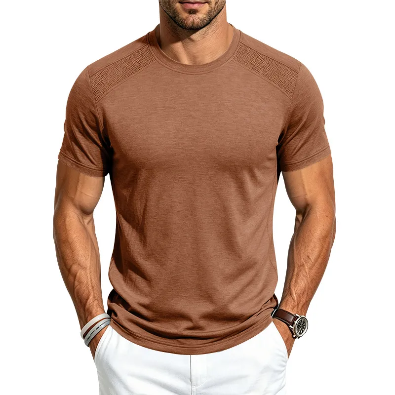 Men'S Fashion Casual Summer Solid Color Quick-Drying Short-Sleeve T-Shirt