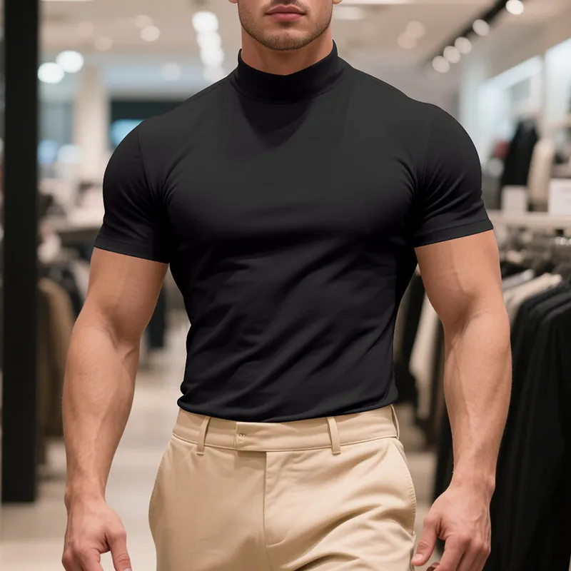 Men'S Fashion Casual Summer Solid Color Short-Sleeve T-Shirt