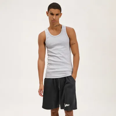 Men'S fashion casual summer solid color Threaded Slim Fit tank top