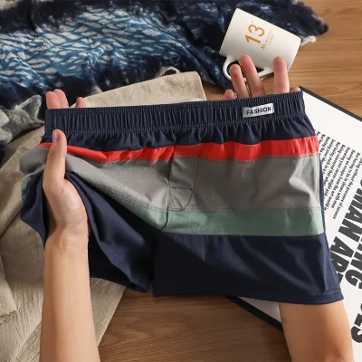 Men'S Fashion Casual Color-Matching Cotton Loose Boxer Shorts Underwear
