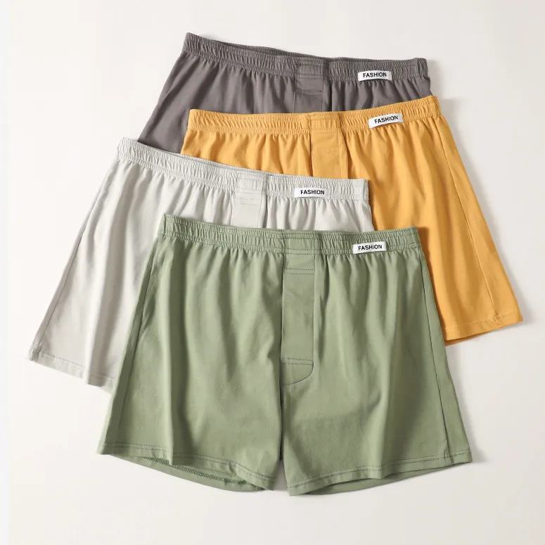 Men Fashion Casual Solid Color Cotton Summer Breathable Boxer Shorts Underwear