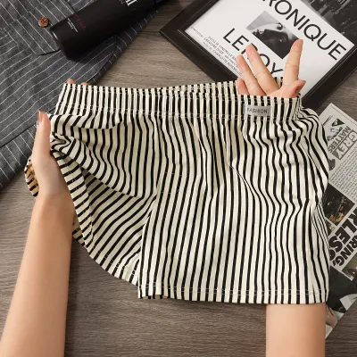Men'S Fashion Casual Stripe Loose Cotton Boxer Shorts Underwear