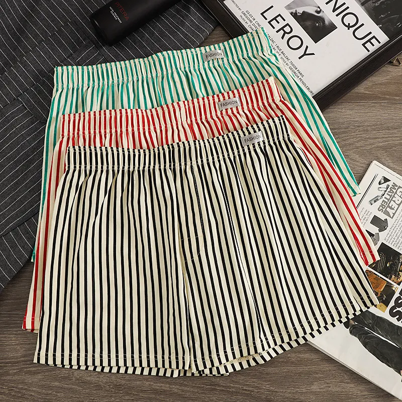 Men'S Fashion Casual Stripe Loose Cotton Boxer Shorts Underwear