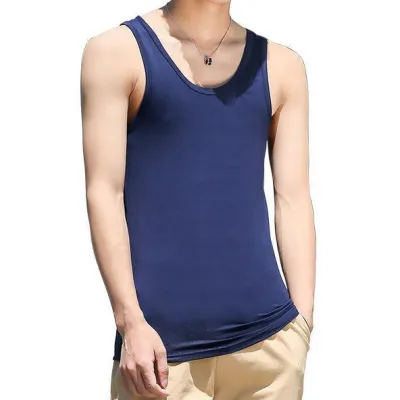 Men'S Fashion Casual Summer Solid Color Slim-Fit Round Neck Tank Top