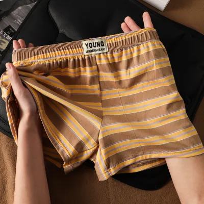 Men'S Fashion Casual Cotton Stripe Breathable Soft And Comfortable Loose Boxer Shorts Underwear