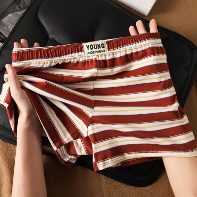 Men'S Fashion Casual Cotton Stripe Breathable Soft And Comfortable Loose Boxer Shorts Underwear