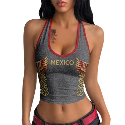 Women Sexy Alphabet Print Neck Crop Top