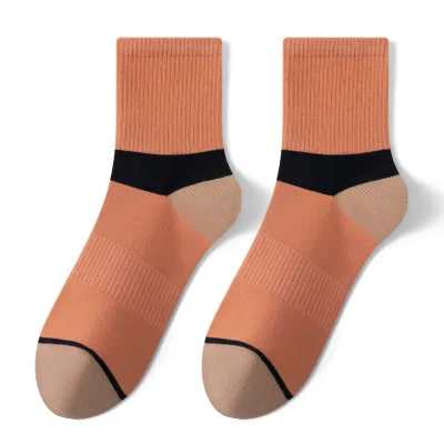 Men'S Fashion Casual Autumn And Winter Color Block Mid-Tube Socks