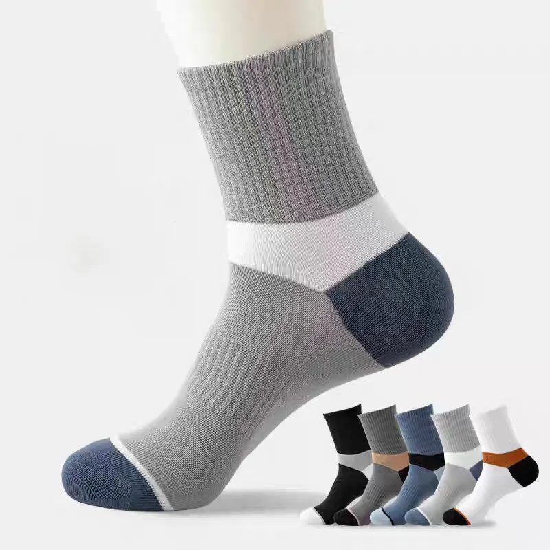 Men'S Fashion Casual Autumn And Winter Color Block Mid-Tube Socks