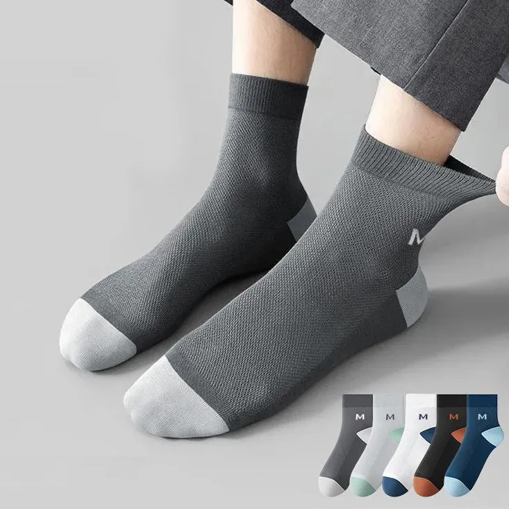 Men'S Fashion Summer Thin Mesh Breathable Solid Color Tube Socks