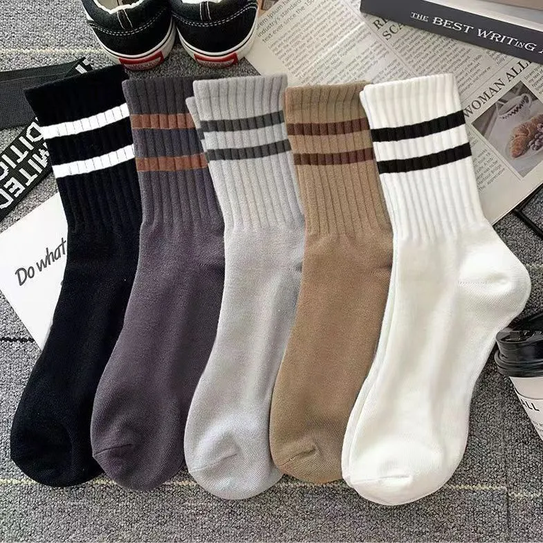 Men'S Autumn And Winter Solid Color Mid-Length Socks