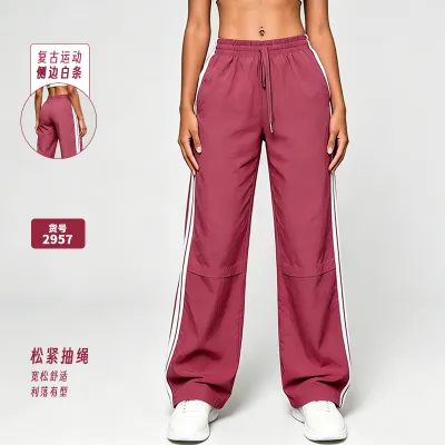 Women'S Fashion Casual Stripe High Waist Wide-Leg Pants