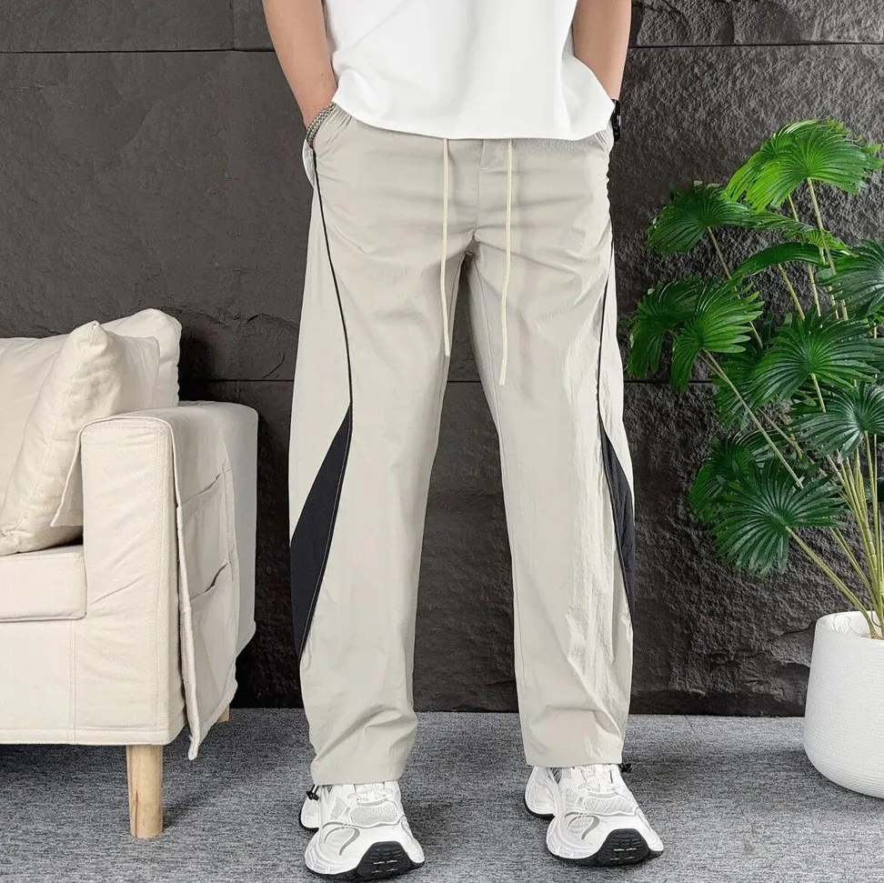 Men'S Fashion Casual Summer Contrast Color Stitching Drawstring Pants