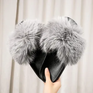Women Fashion Solid Color Plush Pvc Sole Non-Slip Wear-Resistant Platform Slippers