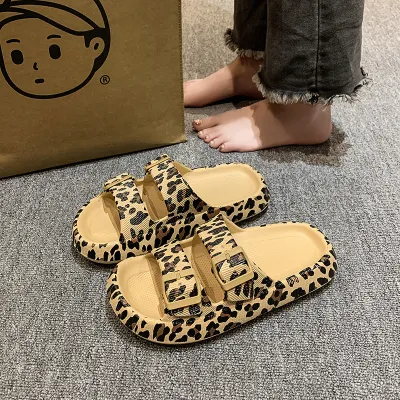 Women Fashion Leopard Thick Bottom Slippers
