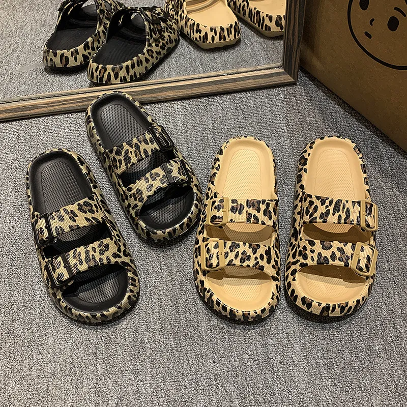 Women Fashion Leopard Thick Bottom Slippers