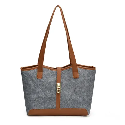 Women Fashion Casual Colorblock Large Capacity Tote Bag
