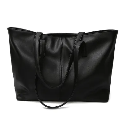 Women Fashion Casual Simple Solid Color Large Capacity Tote Bag