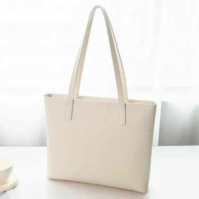 Women Fashion Casual Simple Solid Color Large Capacity Tote Bag